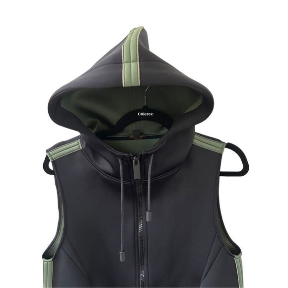 Alala Bond Scuba Hooded Vest Full Zip Black Green Size Small - Picture 6 of 11